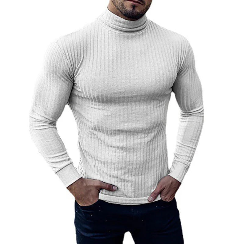 Slim Ribbed Turtleneck Pullover