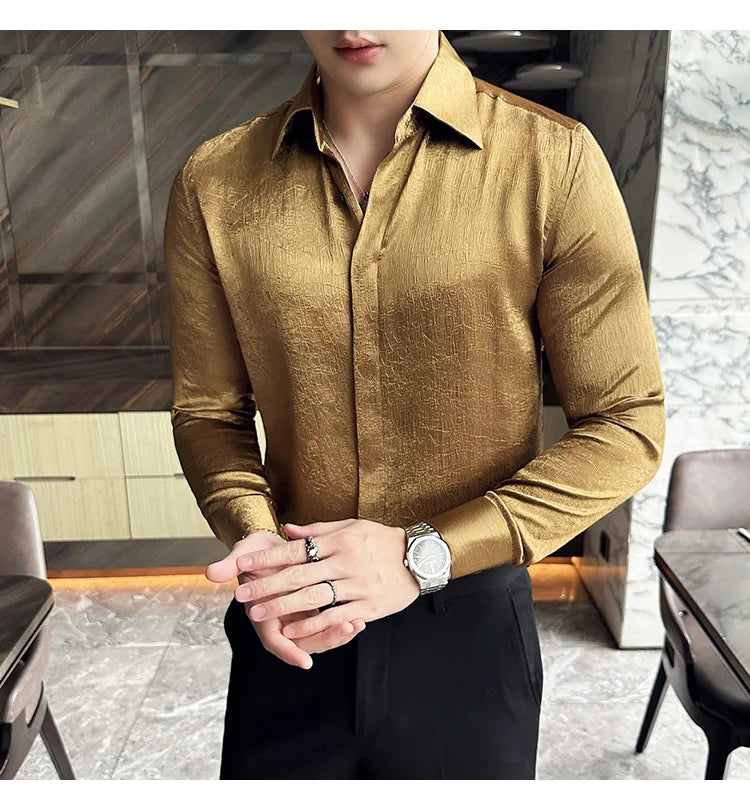 Glossy Slim Fit Men’s Dress Shirt