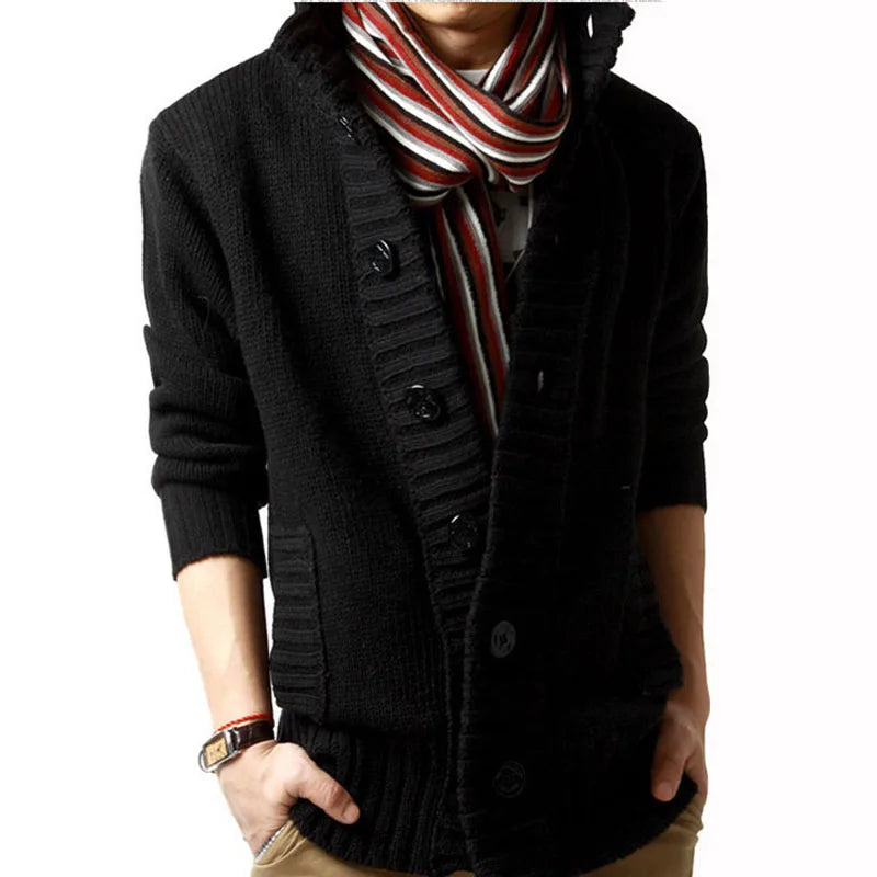Buttoned Stand Collar Cardigan