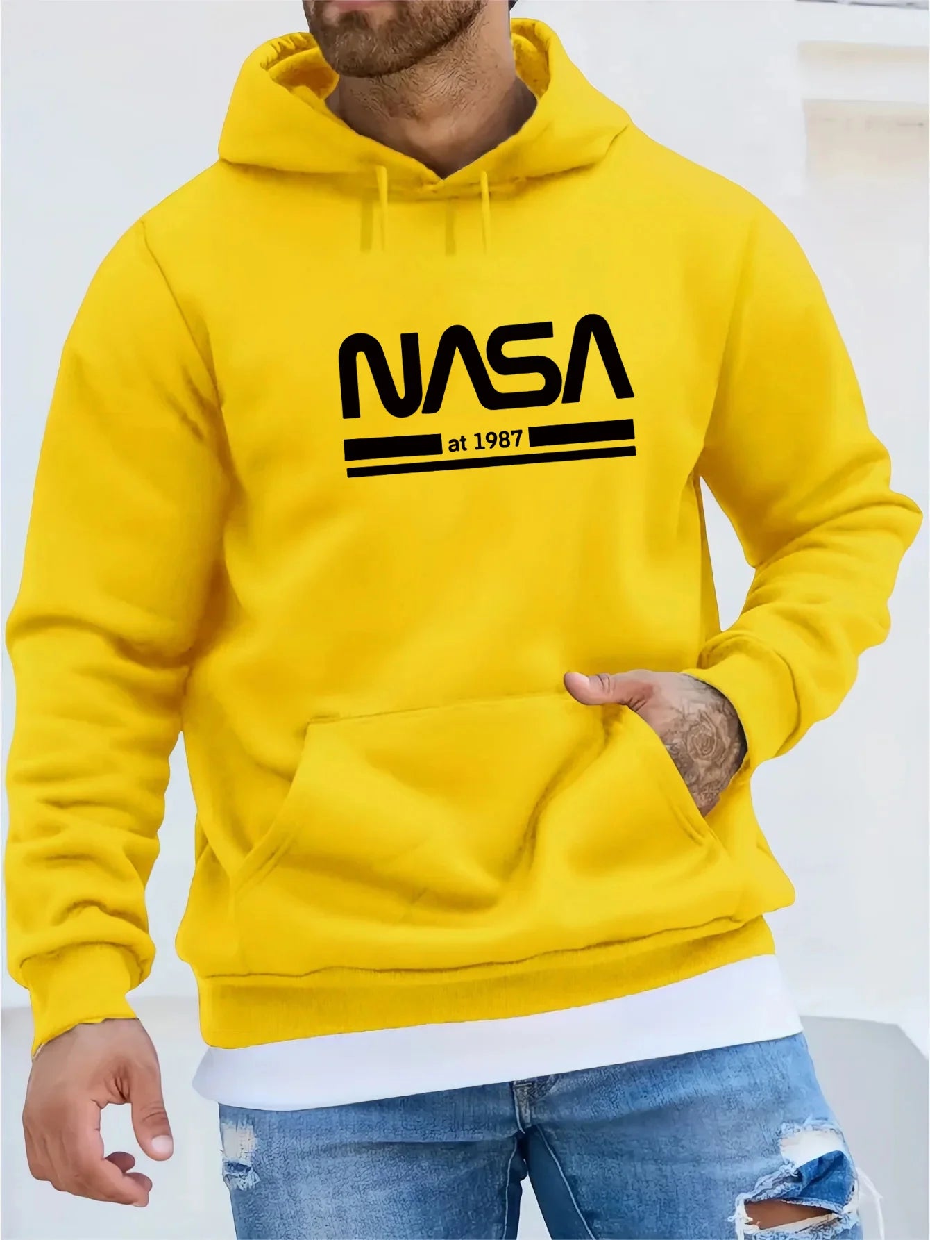 NASA Text Loose Casual Hoodie