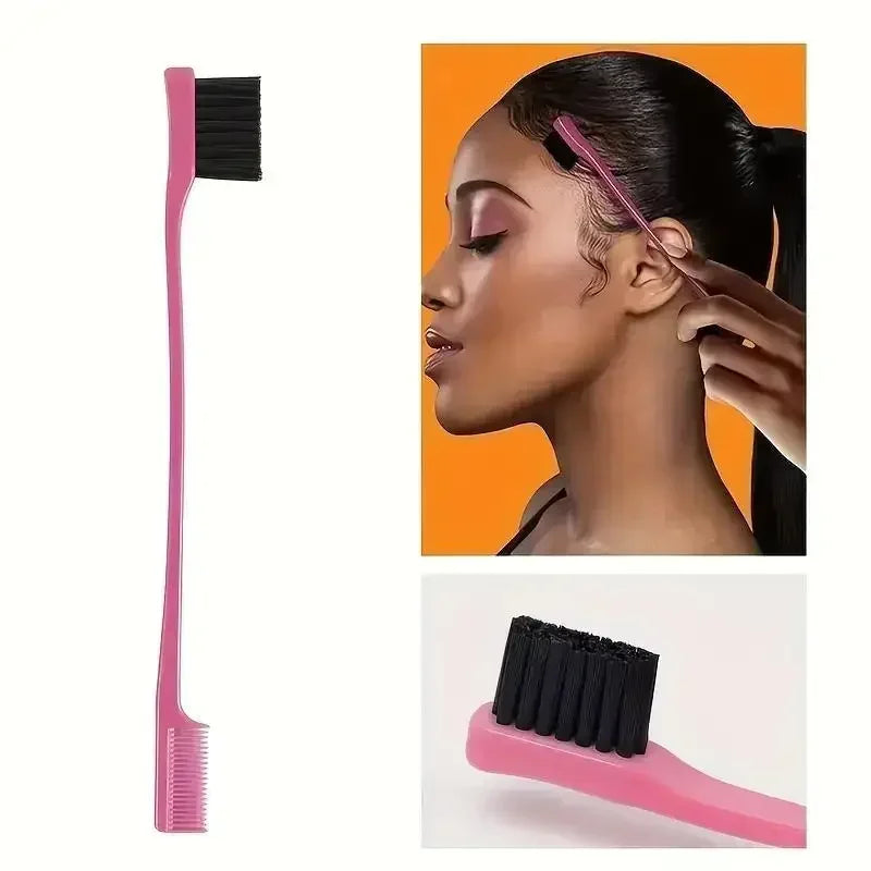 5Pcs Hair Care Styling Kit All-in-One with Spray Comb, Scalp Massage Brush, Rat Tail Comb & Edge Brushes for Home Salon Use