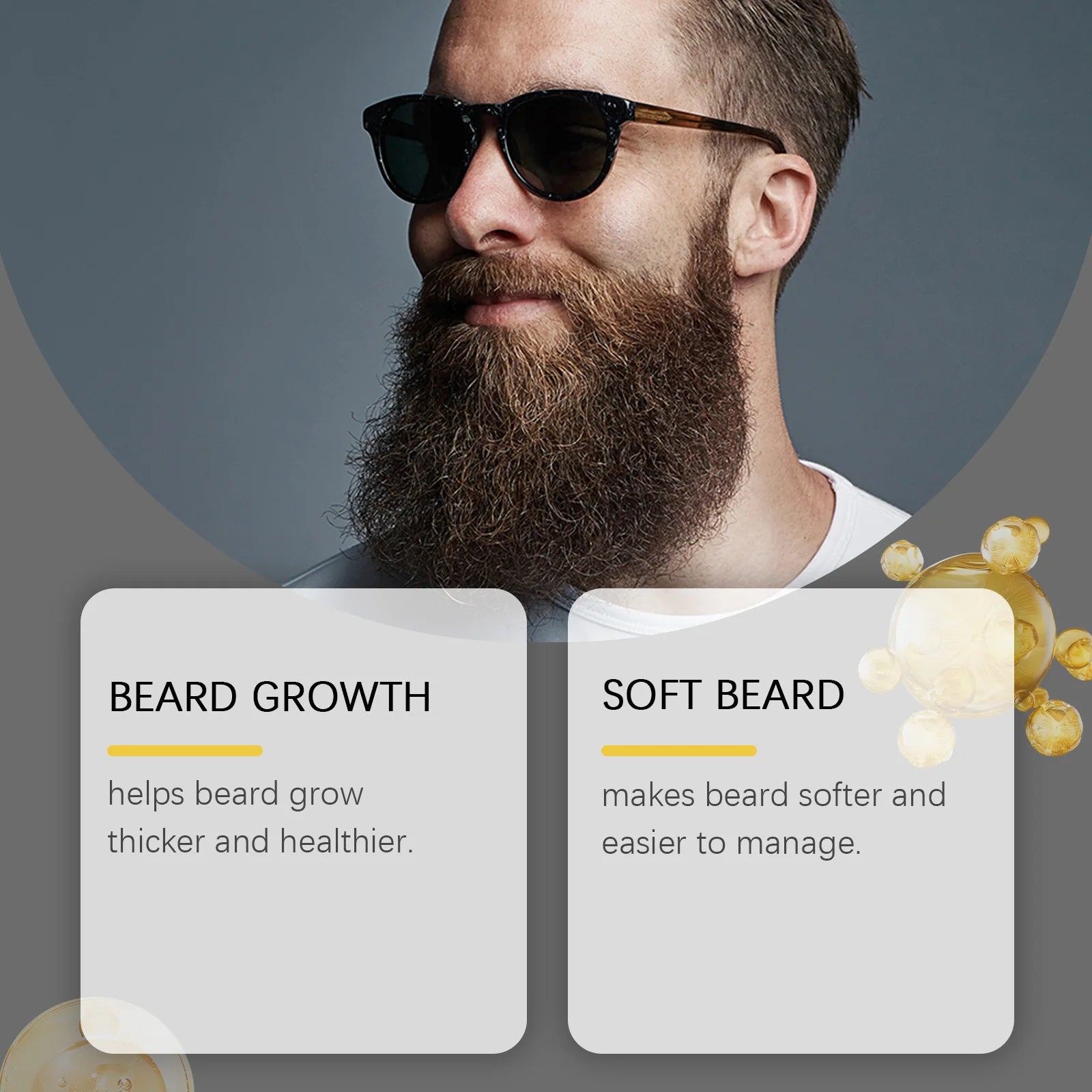 Beard Thickening Care Oil with Roller Ball 0.25mm Strengthen Hair Roots Nourishing Soften Beard Oil for Men Grooming Beard Care