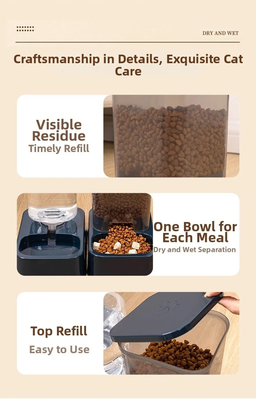 1.2L/1.5L Pet Automatic Feeder Plastic Large Capacity Cat Dog Water Dispenser Feeder Set 3 Colors 2 Styles