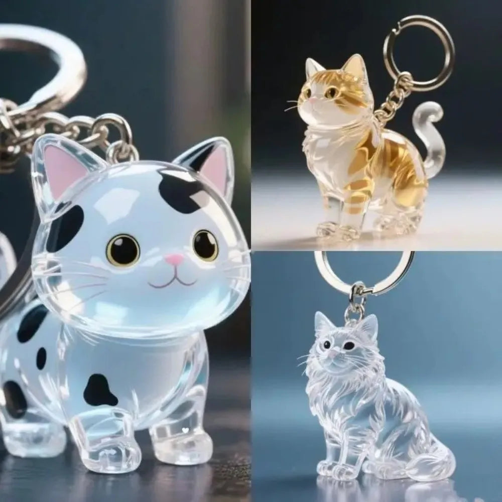 New Cat Hair Storage Keychain Bag Pendant Transparent Pet Fur Keepsake Capsule Souvenir Collection Gift Decoration Accessories