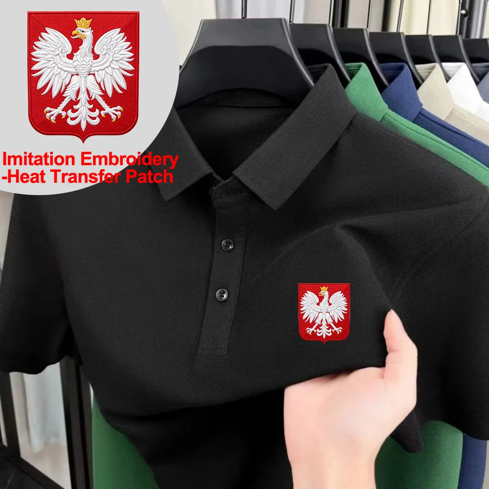 Poland Coat Of Arms Print Polo Shirt Mens Casual Breathable Lapel Tops Basic Short Sleeve T-Shirts Summer Commuting Male Clothes