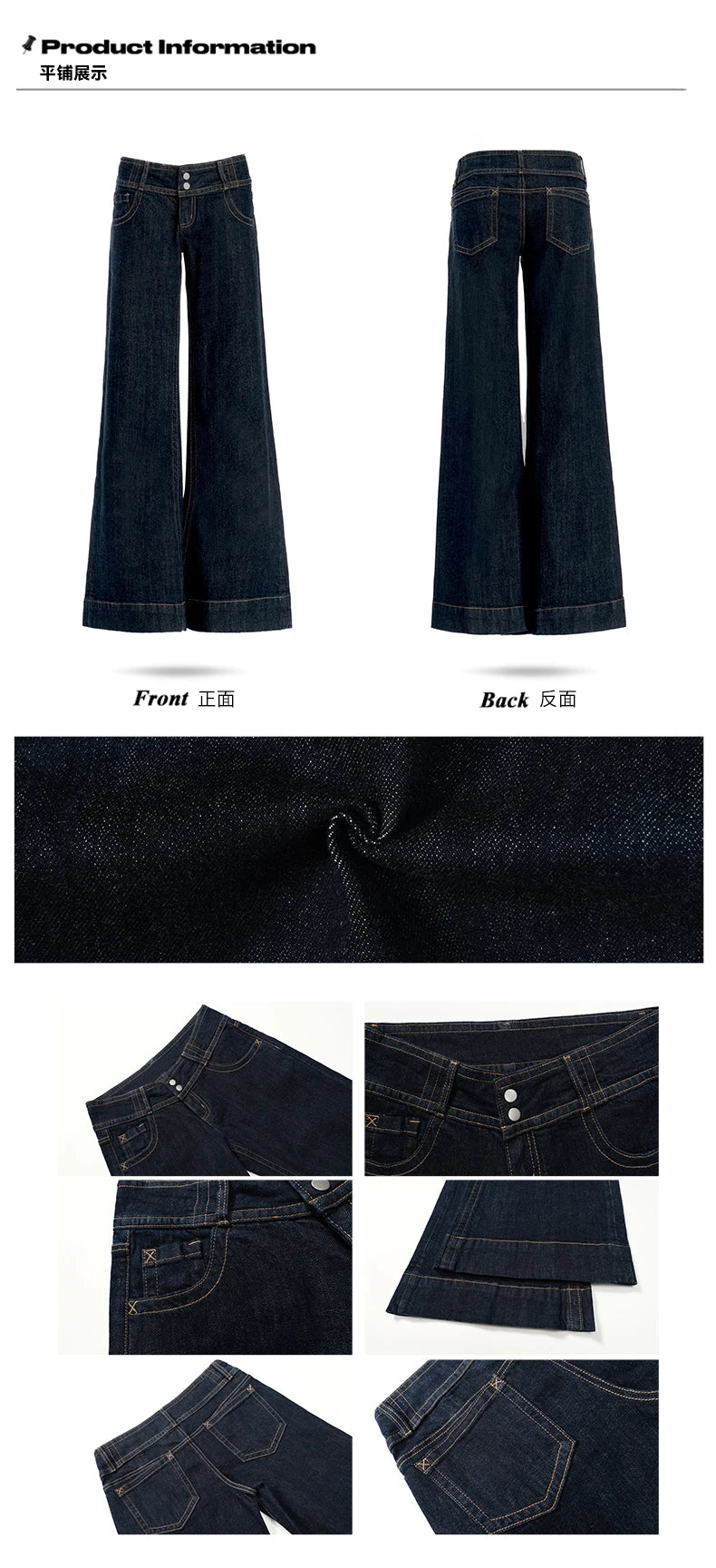 Women Vintage Blue Jeans Hip Hop Fashion Streetwear Y2K Wide Leg Straight Low Waist Jeans Baggy Denim Pants