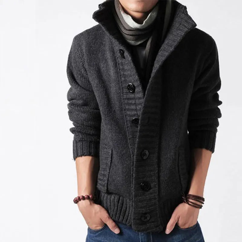 Buttoned Stand Collar Cardigan