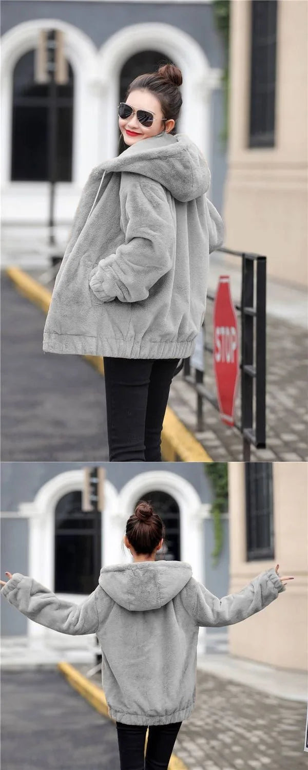 Plush Hooded Flannel Winter Jacket
