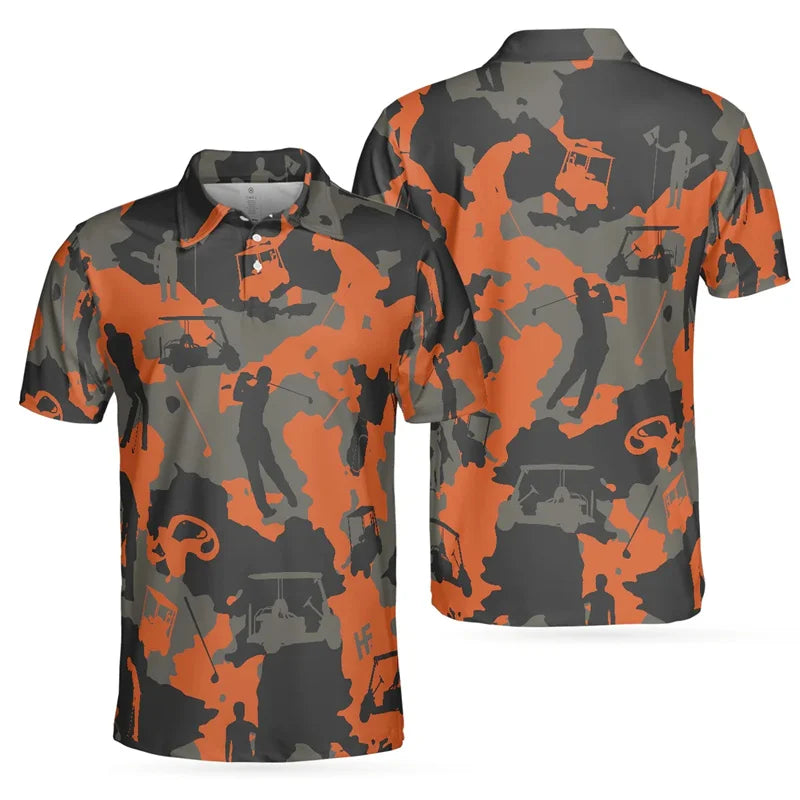 Camouflage Print Summer Golf Polo
