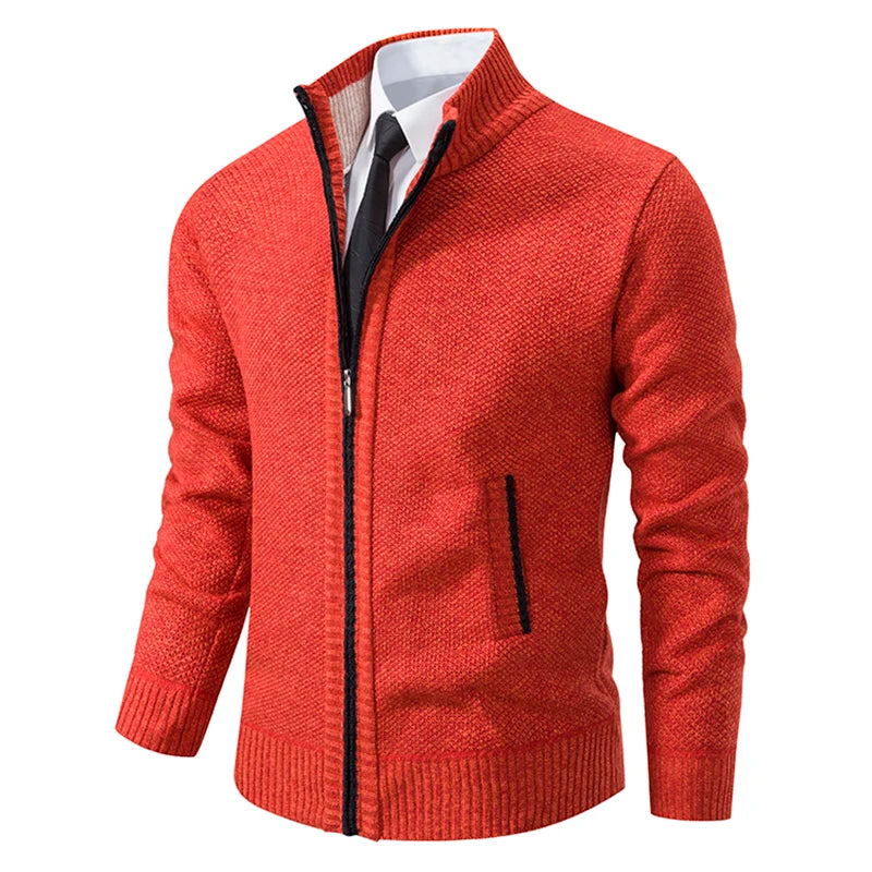 Stand Collar Fleece Zip Cardigan
