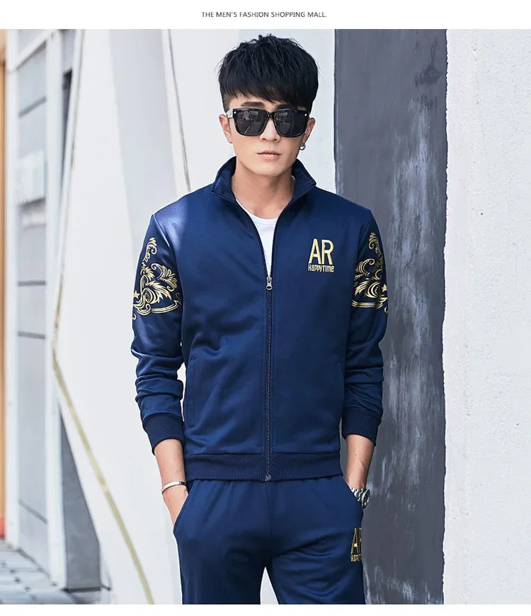 Plus Size 5XL 6XL Men's Tracksuit Autumn Clothes Sportswear Two Piece Set Men Jacket Sweatpants Male Sweatsuit Sports Suits Sets