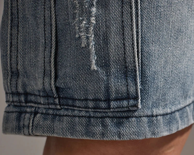 Retro Denim Utility Knee Shorts