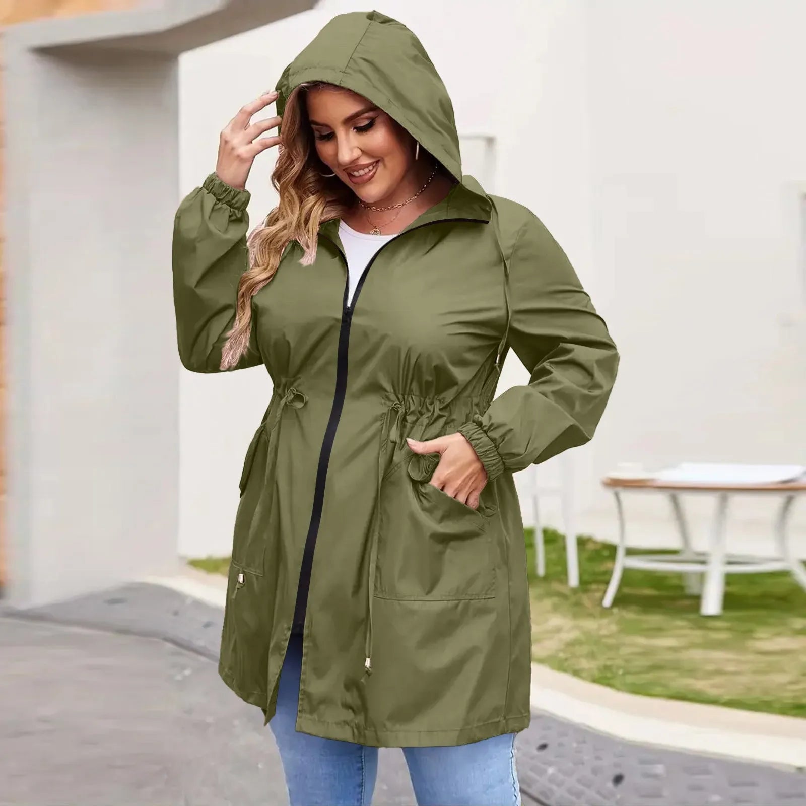 Women Trench Coat New Spring Autumn Jacket Casual Long Sleeve Hooded Mid Long Windbreaker Female Overcoat High-Quality Coats