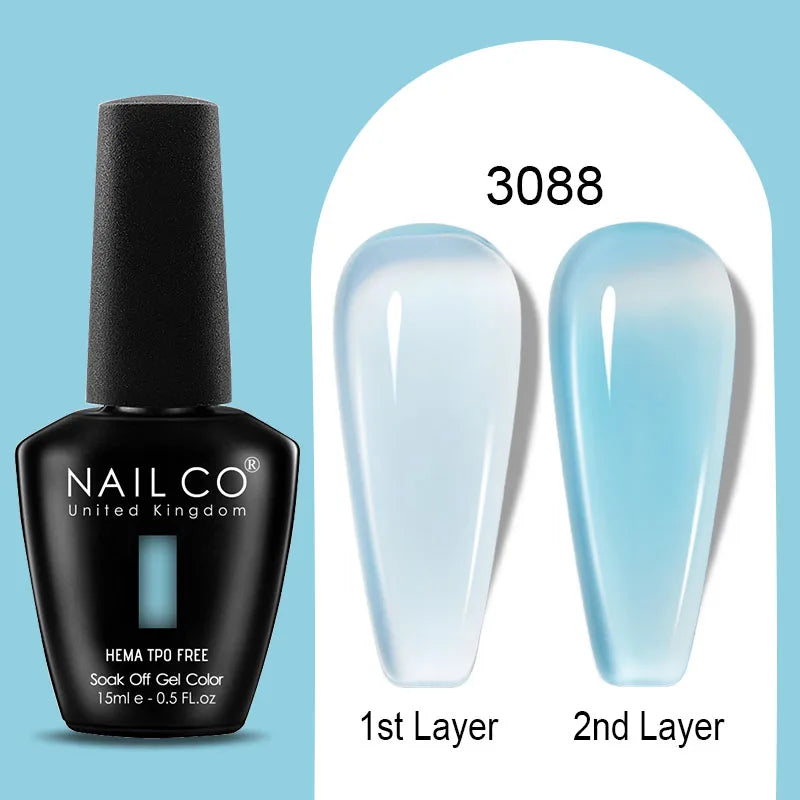 NAILCO 15ml Colorful Jelly Gel Nail Polish Gorgeous Color HEMA TPO FREE Soak Off UV LED Semi Permanent Long Wear Gel Varnish