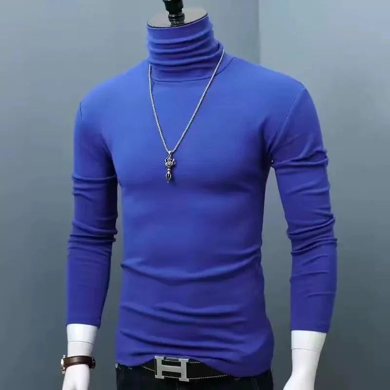 Autumn Winter Mens Turtleneck Sweaters Casual Thermal Long Sleeve Slim Fit Pullovers Stretch Basic Tops Sweatshirt Jumper TShirt