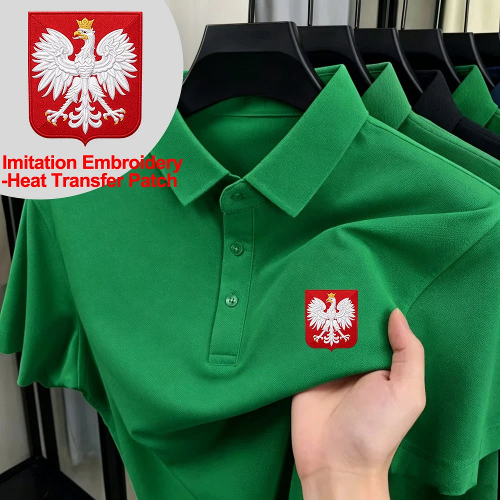 Poland Coat Of Arms Print Polo Shirt Mens Casual Breathable Lapel Tops Basic Short Sleeve T-Shirts Summer Commuting Male Clothes