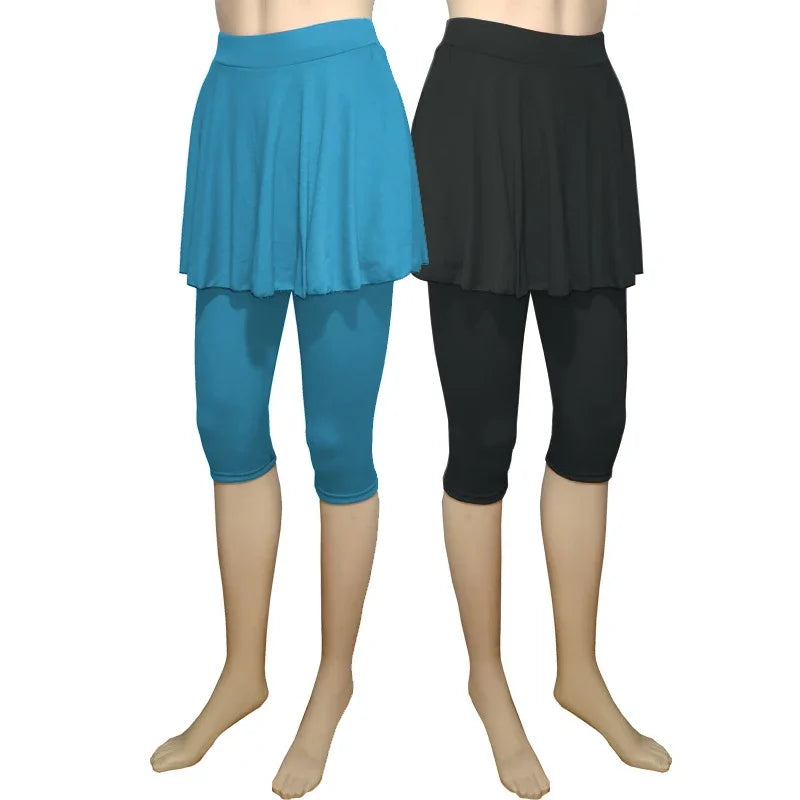 Women Leggings Skirt Tennis Pants Spandex Sports Elastic Cropped Culottes Legins Yoga Pants Women's Sports Fitness Leggings