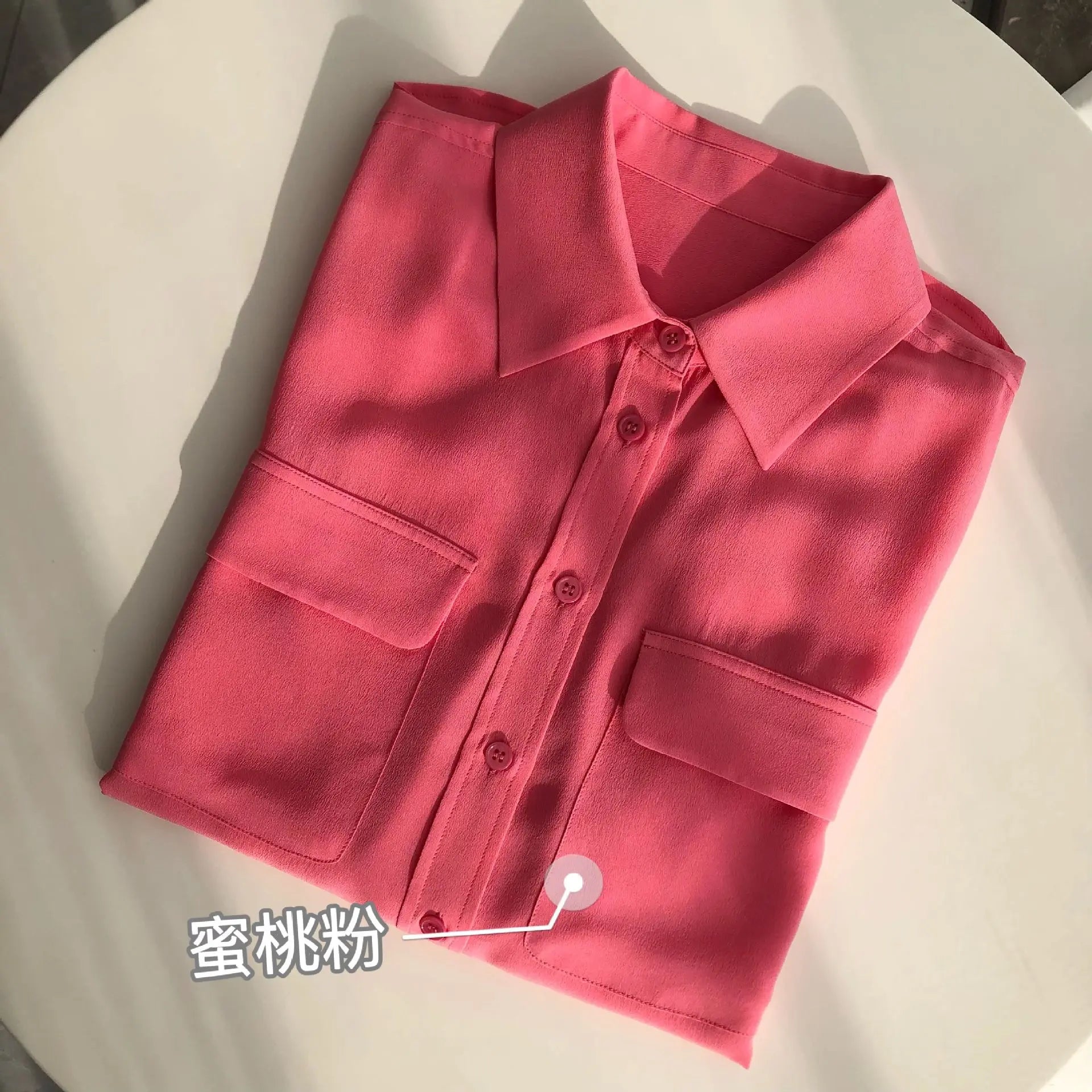 Women Real Silk Shirts Classic Double Pockets Solid Color Casual Fashion Long Sleeve Thin Shirt Blouses Tees
