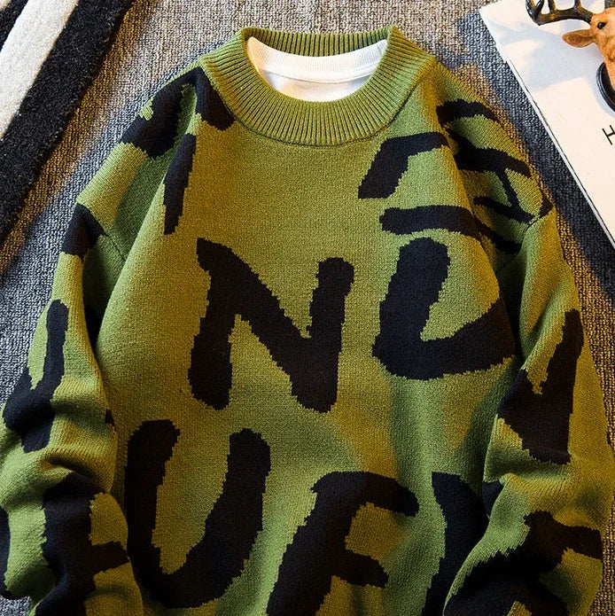 Graphic Knit Crew Pullover Sweater