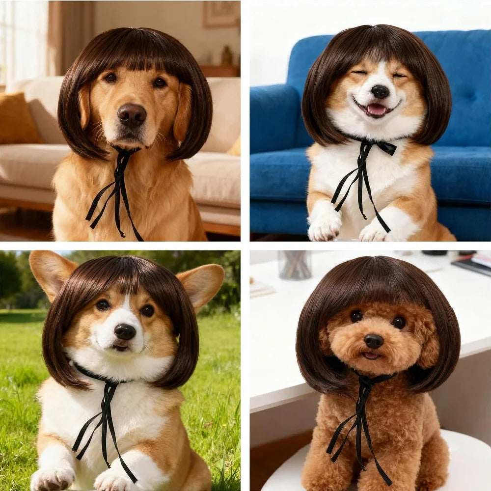 Pet Wigs Cosplay Props Dog Cat Cross-Dressing Hair Set Photography Funny Props Head Accessories Prank Pet Supplies Costumes DIY