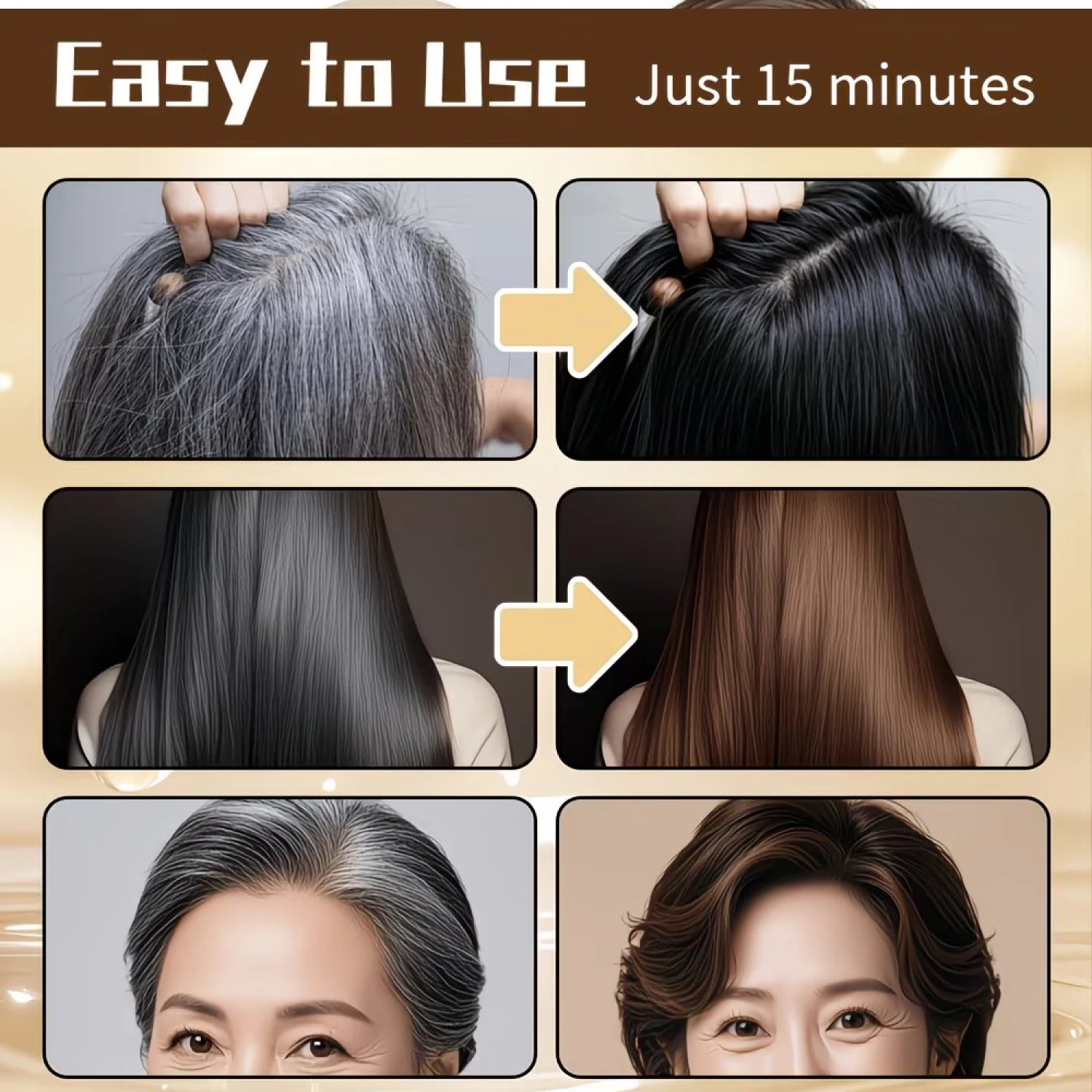Unisex 9‑in‑1 Dark Brown Hair Care Shampoo Herbal Formula Nourish Scalp Long‑Lasting Hair Shine Daily Gentle Hair Cleanser