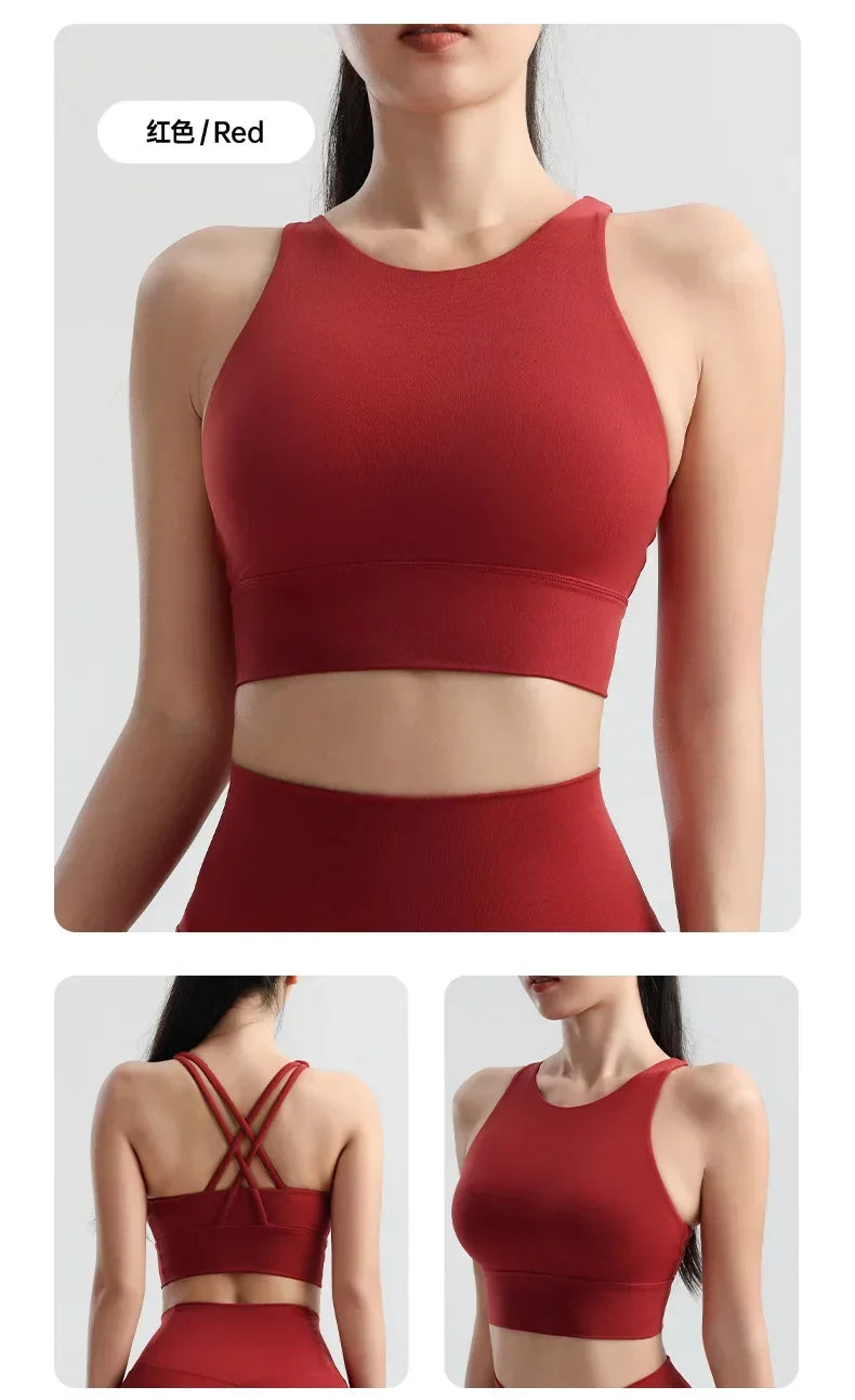 Women's Sports Bra, Shockproof and Beautiful Back Sports and Fitness Bra Shockproof and Anti Sagging Integrated Yoga Sports Vest