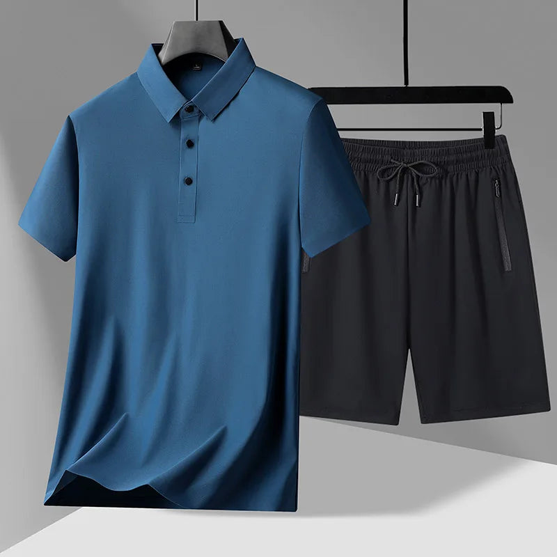 polo Shirts + shorts 2024 summer new style fashion Sportswear Men's Casual Sets Male Fashion shirts and shorts full size M-4XL