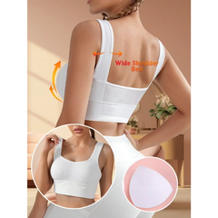 Solid Ribbed Sports Bra Workout Shockproof Sports Bra Top With Padded Seamless Sports Bra For Women Push Up Bra Seamless Lingeri