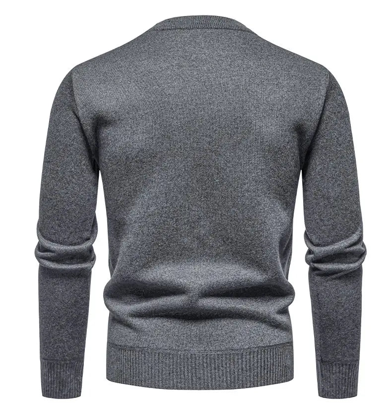 New Sweater Men Casual Knitted Pullover Solid Color Warm Regular Fit Round Neck Sweater Pullovers Mens Sweatwear
