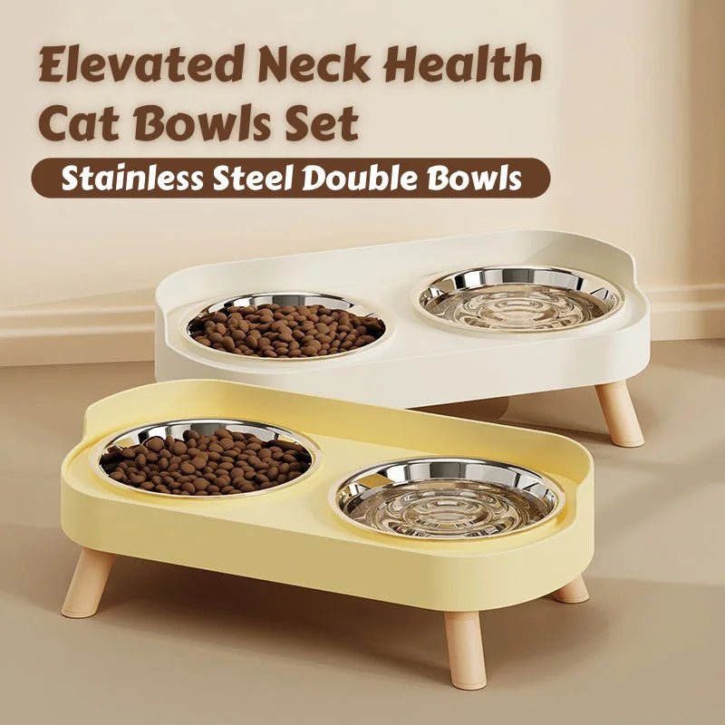 HOMEFISH Dopamine Multicoloured Tall Pet Feeder with Two Stainless Steel Bowls and Neck Support