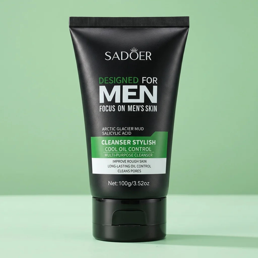Men Glacier Mud Salicylic Acid Cleanser Long Oil Control Deep Purify Pores Wash Daily Grime Soft Coarse Skin Facial Cleanser