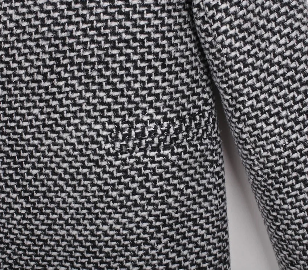 Women's Woolen Coat  Arrive European Female Spring European Leg Houndstooth Windbreaker Jacket Plus Size Long Winter Coat