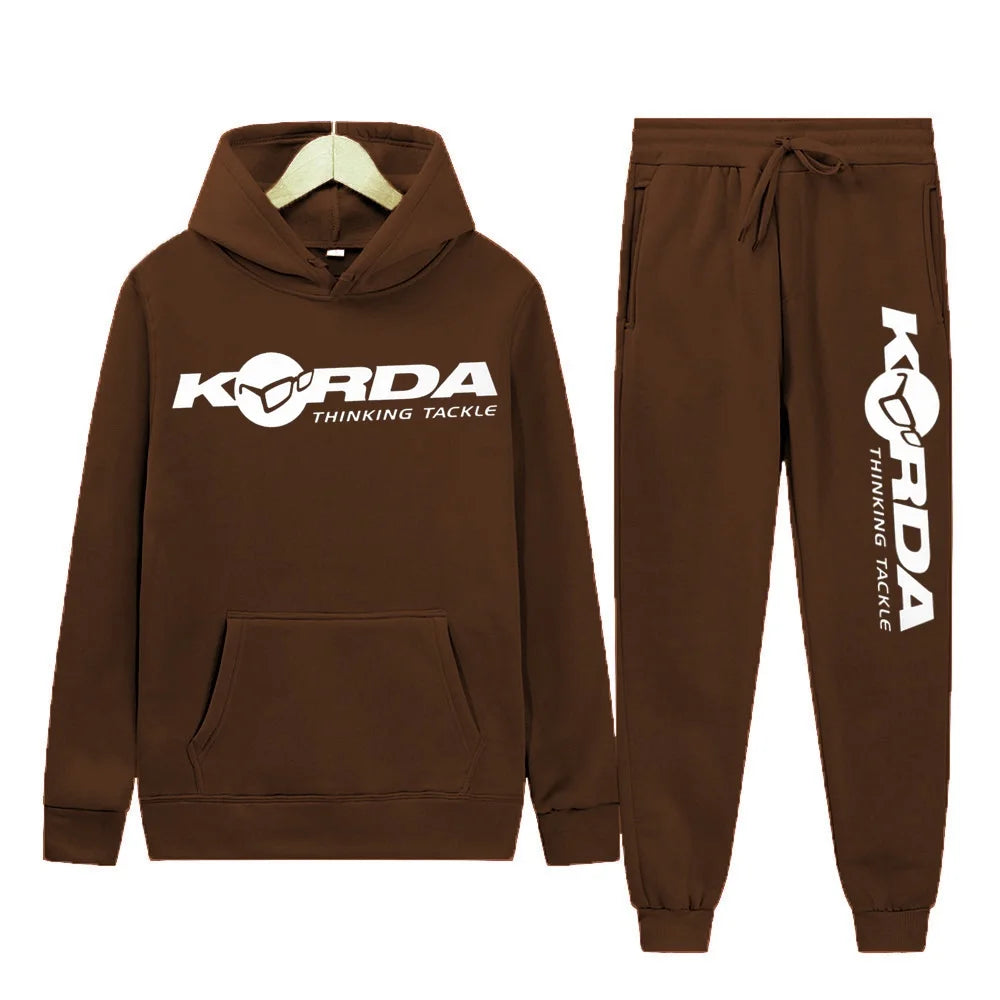 Men's Women 2Pcs Sets Fleece Sweatshirt Hoodies Pants Korda Inspired Tribute Male Sportswear Tracksuits Unisex Ensemble Homme