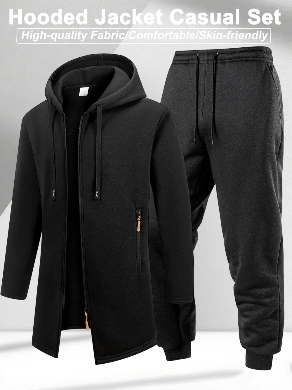 Men's Winter Casual Tracksuit Warm Zip-up Hoodie Jacket Sweatpants Set Daily Sports Jogging Suit Regular Fit Outdoor Sport Suit