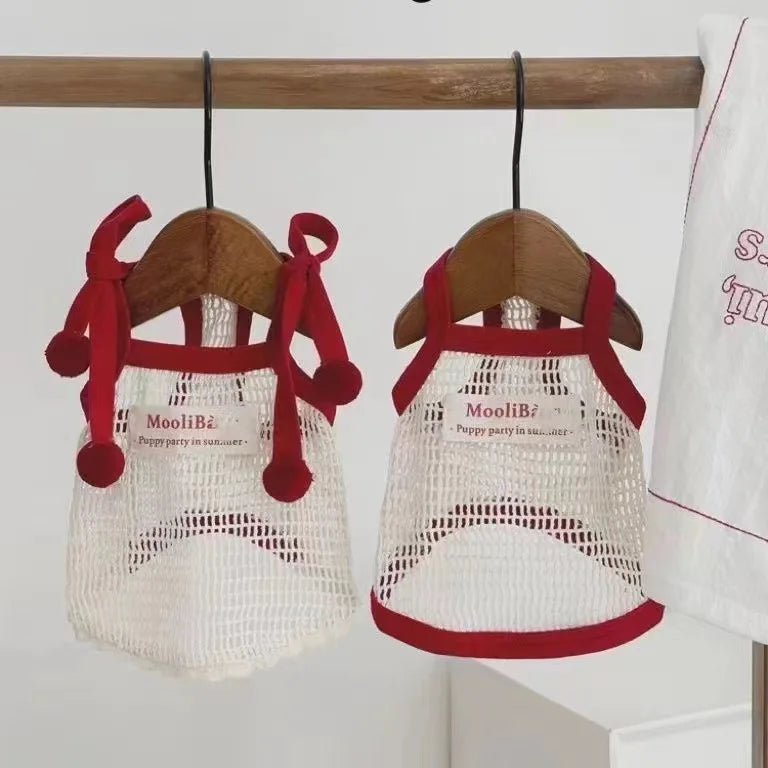 Pet Mesh Vest with Sleeveless Suspender Cat Pet Clothing Summer Teddy Bear Summer Clothing Puppy Designer Dog Clothes