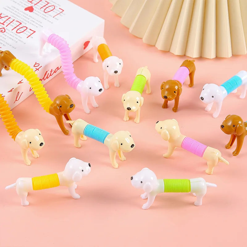 10Pcs Stretchable Dog Stress Relief Pop Tubes Toy Kids Birthday Party Favors Pinata Filler Telescoping Sensory Squeeze Toy