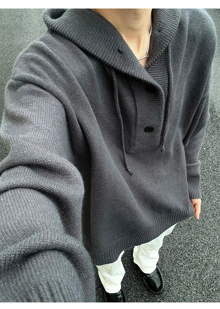 New Autumn Winter Sweaters for Men Loose Trendy Brand Hooded Pullover Sweaters