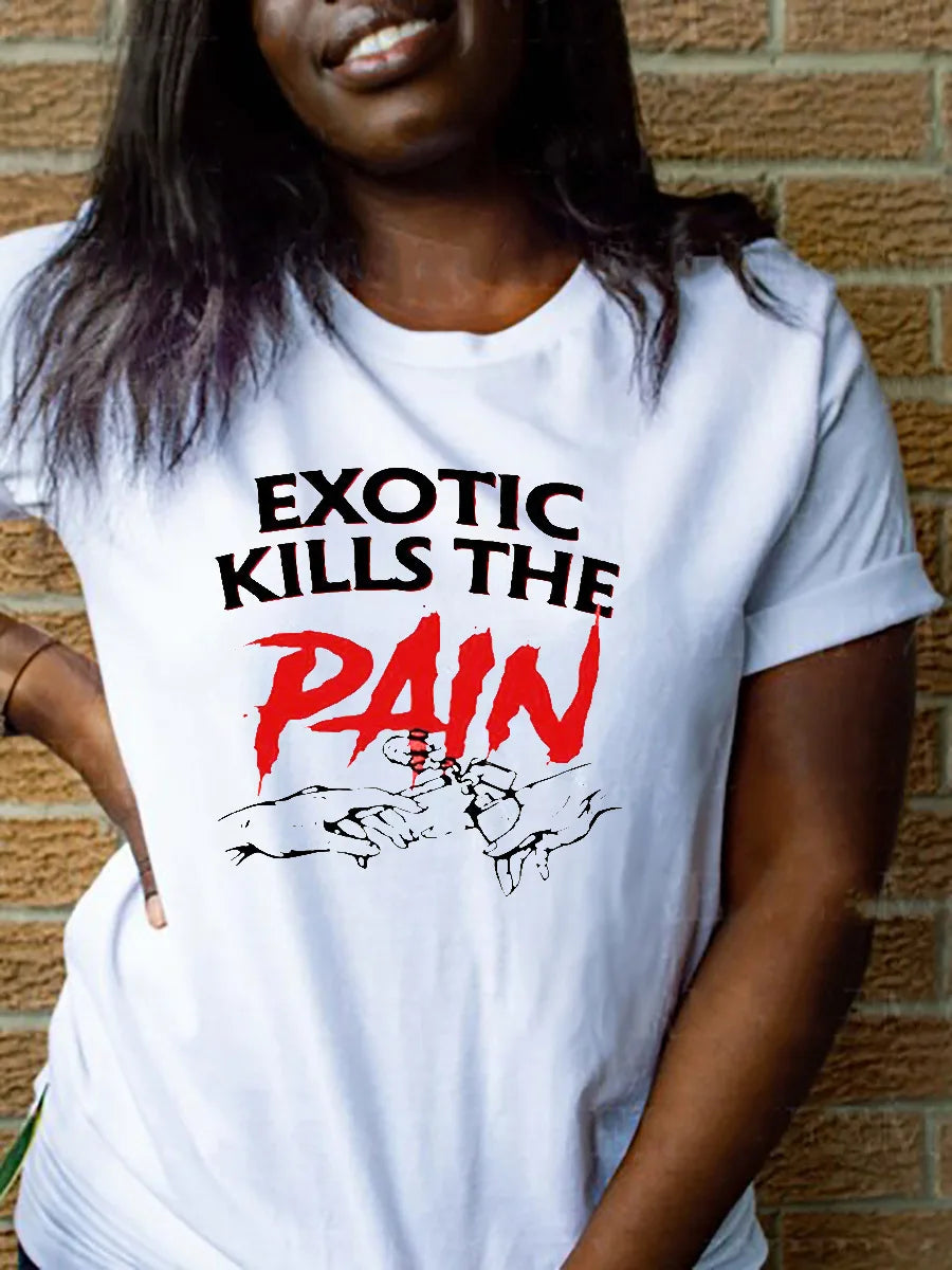 Women's Short-sleeved T-shirt, Black Fashion Printed Base Shirt Tops Graphic T Shirts Aesthetic Clothes Polyester Fiber Fabric