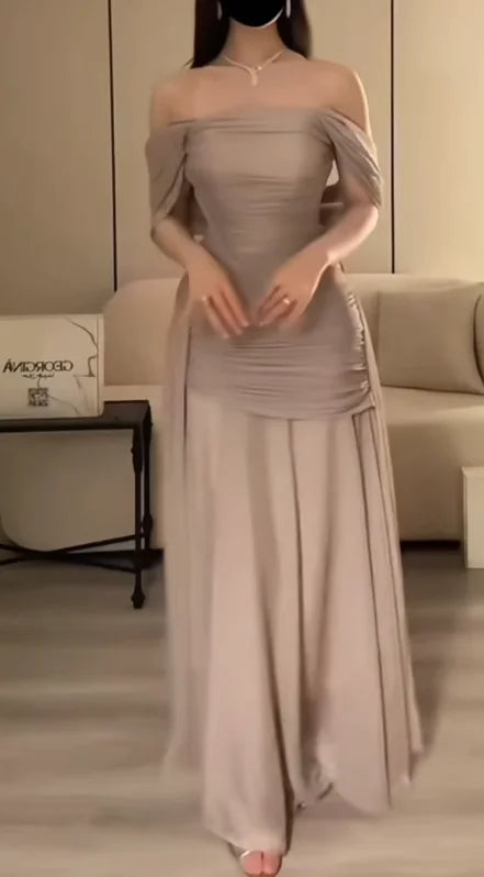 Modern Draped Velvet Evening Gown