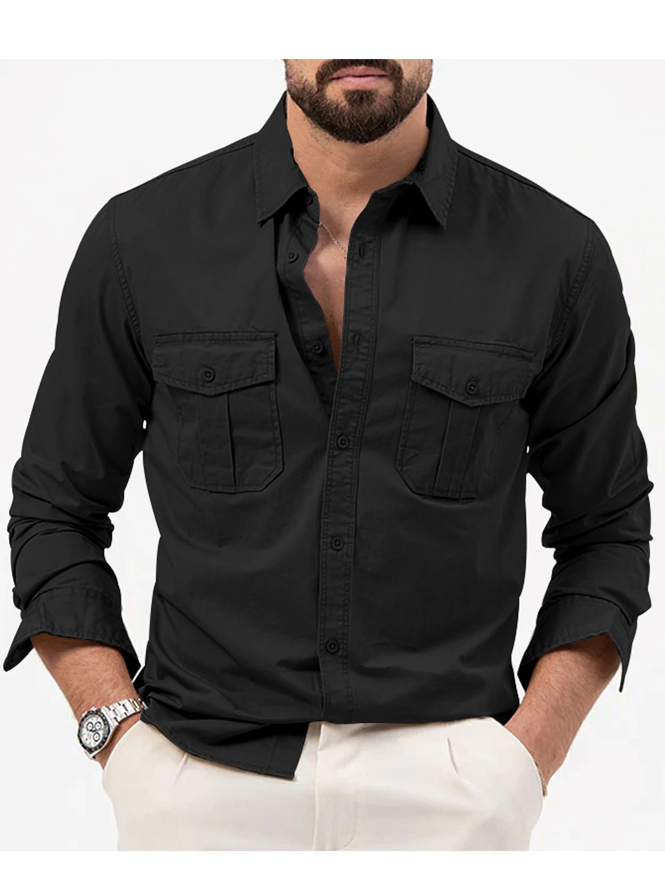 Multi Pocket Workwear Shirt Men
