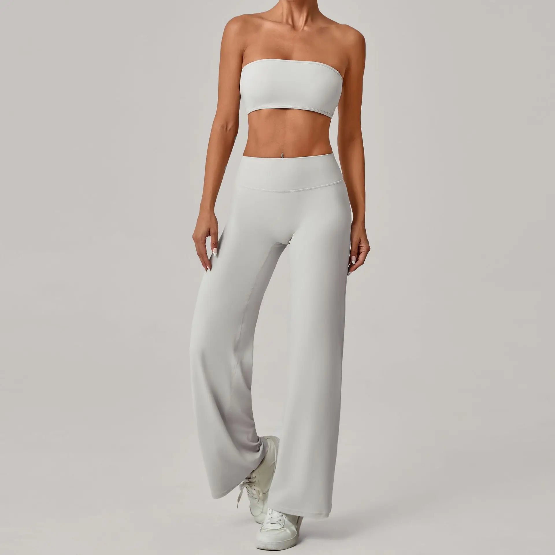2PCS Yoga Set Women Yoga Pant Workout Tracksuit Sportswear Gym High Waist Straight Leg Bottoms Fitness Bta Sports Suit XP01