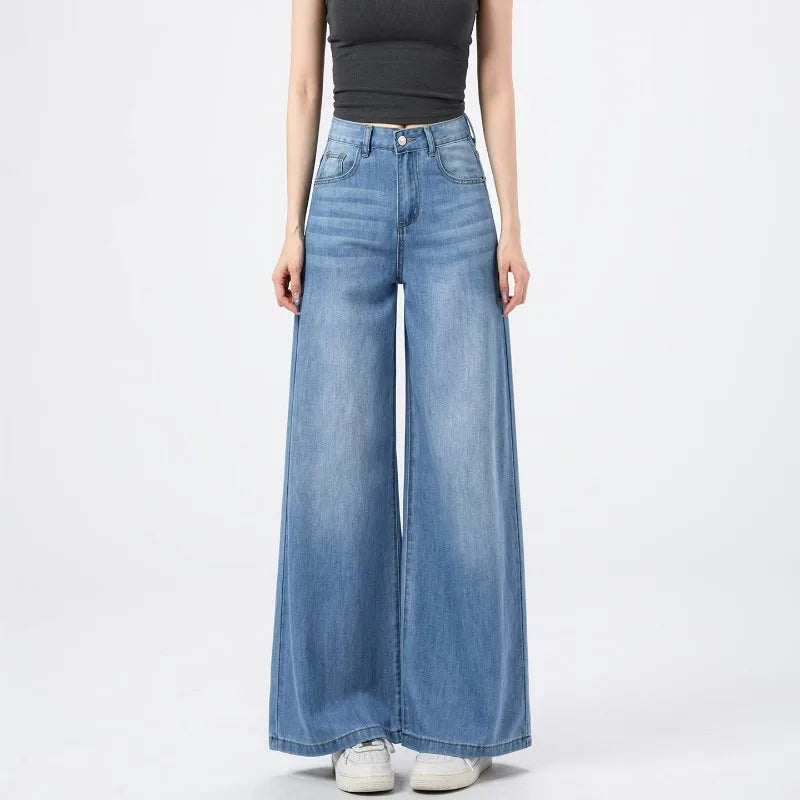 Women's Lightweight Wide Leg Straight-Leg Jeans Stylish and Comfortable Denim Pants for Effortless Fashion Summer Thin Trousers
