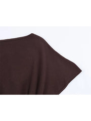 TFMLN Slash Neck Tiered Knit Pullover