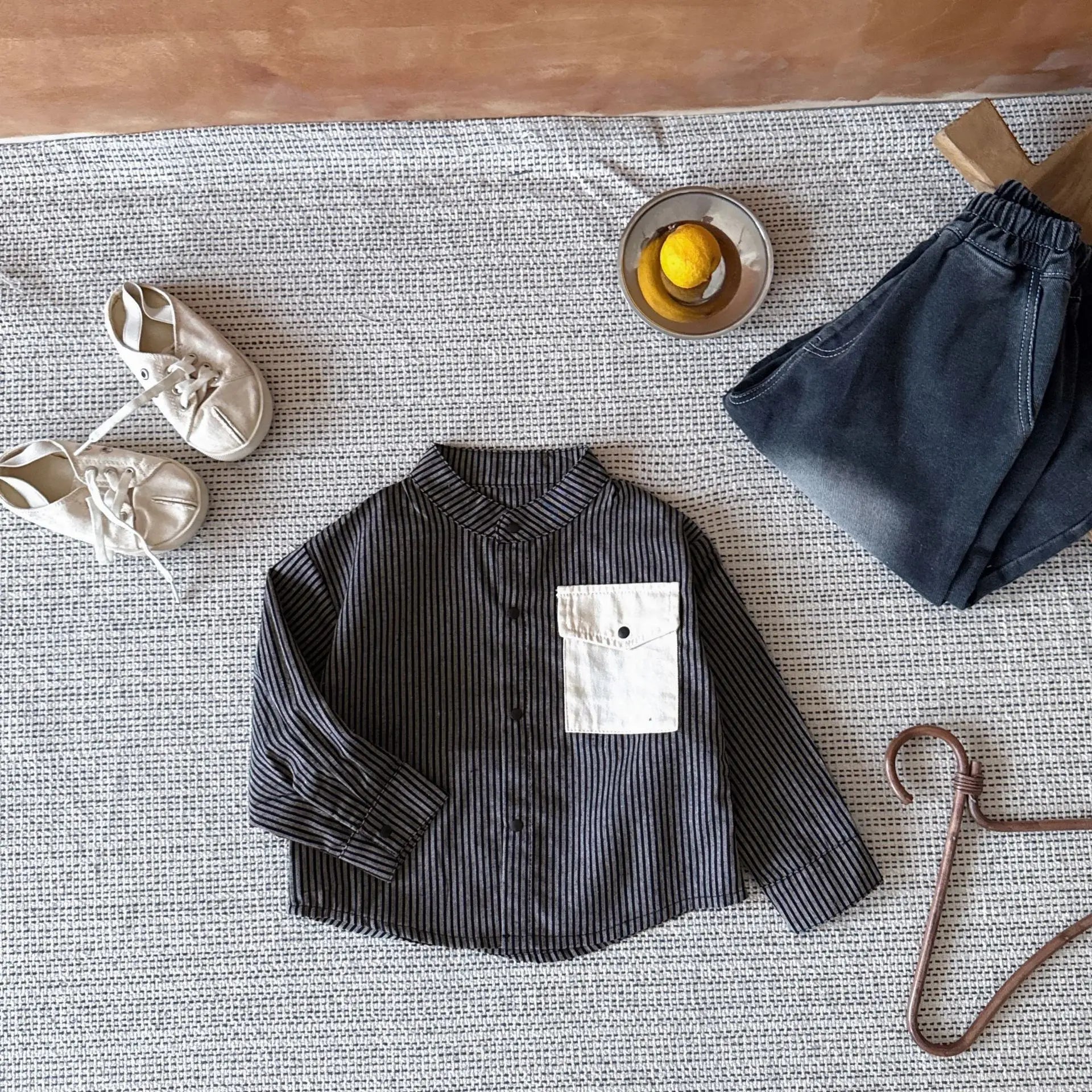 Striped Pocket Baby Long Shirt