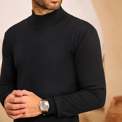 Stretch Mock Neck Knit Sweater