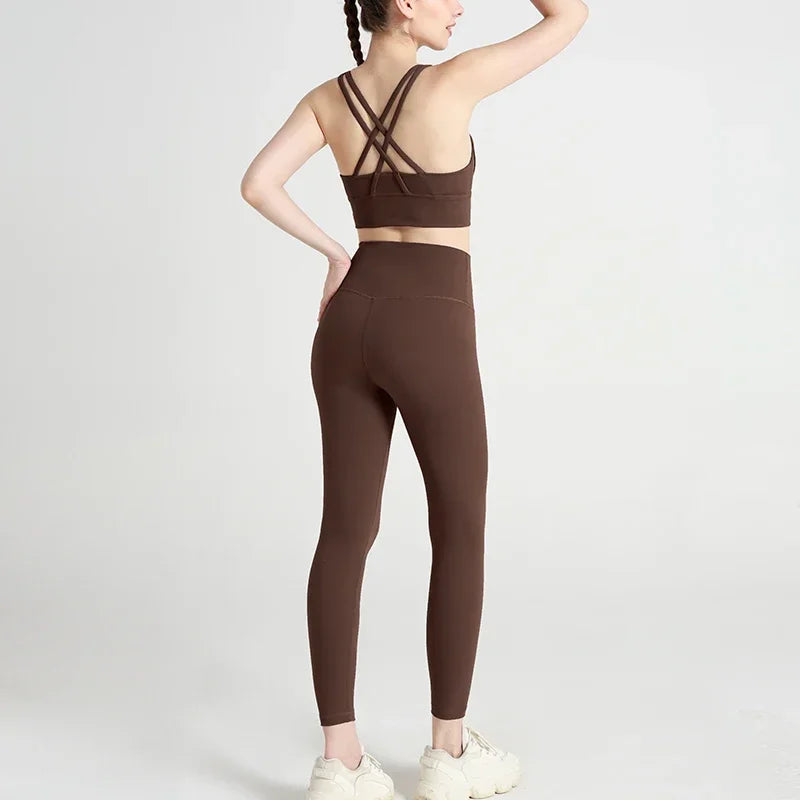 Women's Yoga Set Workout Set 2 Piece High Waist Yoga Leggings Sports Bra Gym Suit Activewear Sports Fitness Set Sports Suit