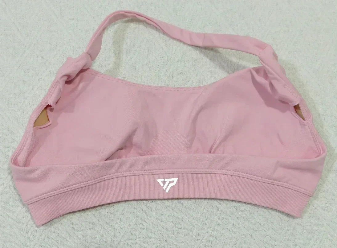KEEP THAT PUMP Strappy Sports Bra With Logo High Support Womens Yoga Seamless Workout Top Elasticity Fitness Running Gym Bras