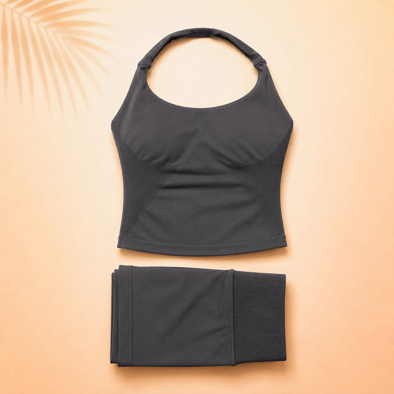Women Seamless Yoga Set Halter Sports Bra Scrunch Butt Shorts 2 Piece Gym Workout Fitness Activewear High Waist Athletic Outfit