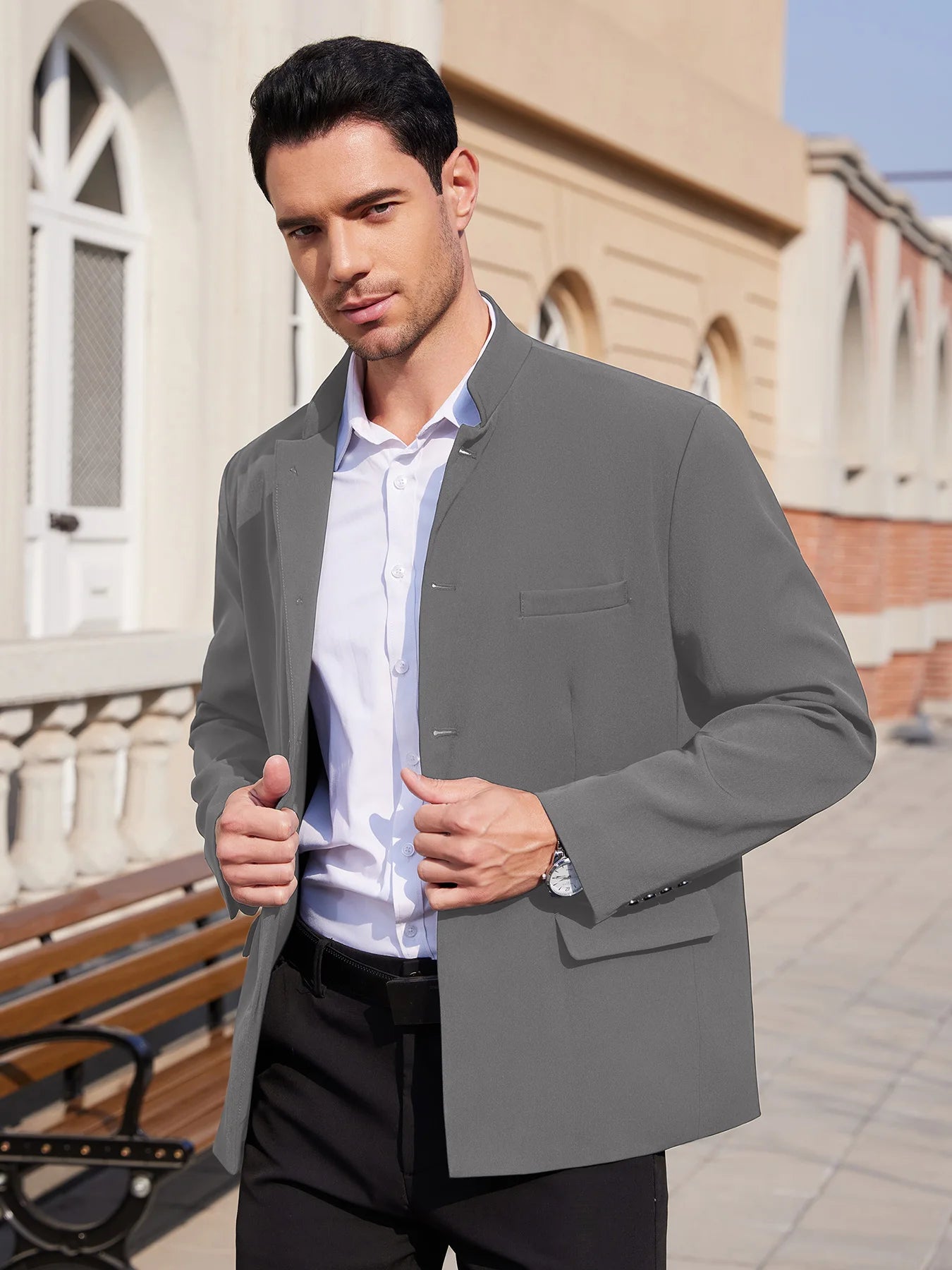 Men’s Lightweight Stand-Collar Casual Blazer