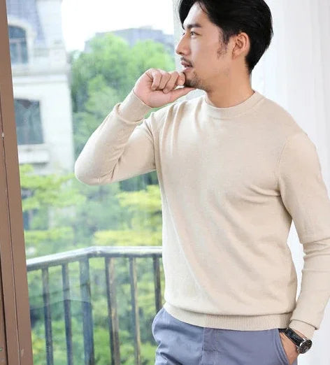 Thick Solid V-Neck Pullover